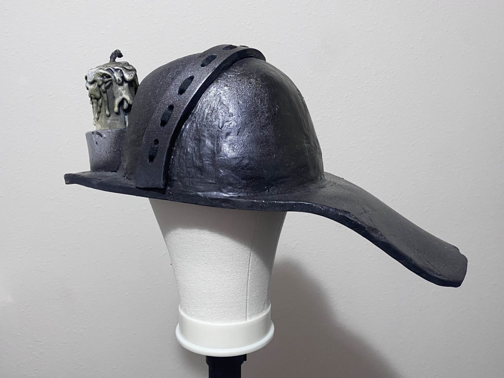 A picture of my costume's helmet from a 90 degree angle.